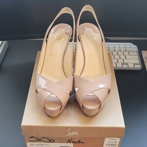 Christina Louboutin Patent Leather Slingbacks W 39.5